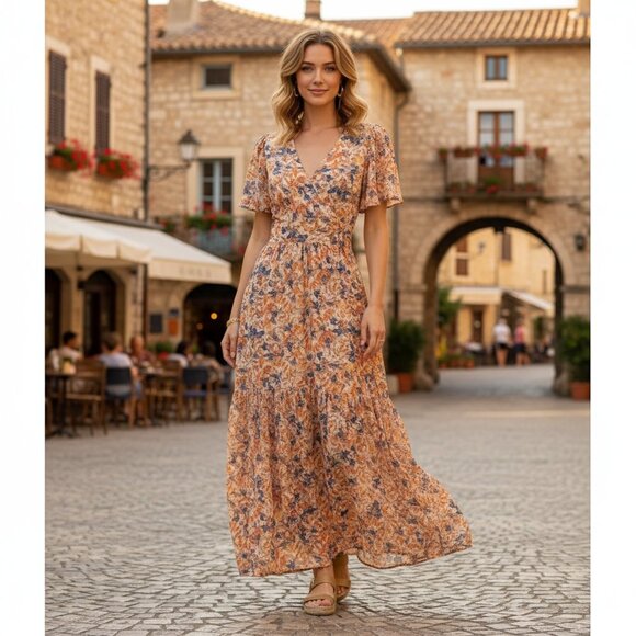 NWT ASTR SEDONA FLORAL BACK CUTOUT MAXI DRESS - Picture 1 of 5